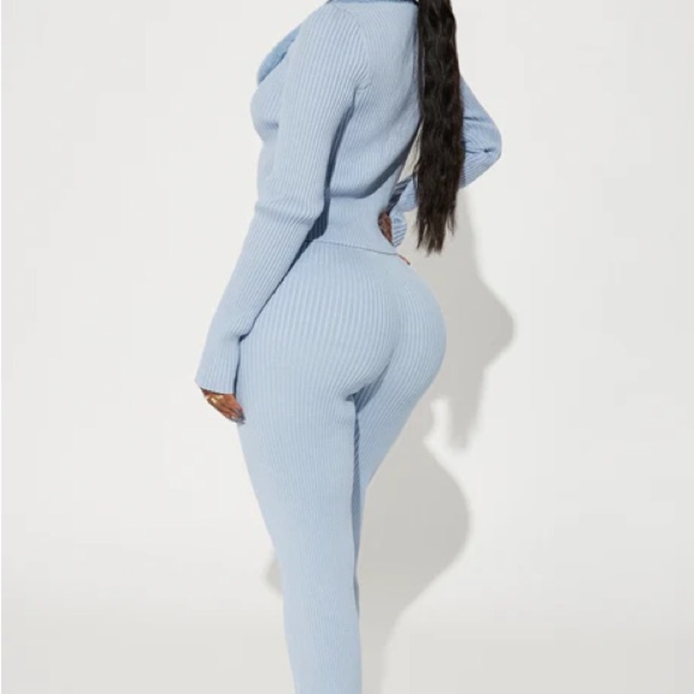 Light Blue Women's Ribbed 2pc Set - Picture 3 of 3
